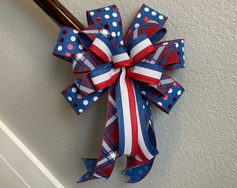 Patriotic Bow - July 4th Wreath, Holiday Decor