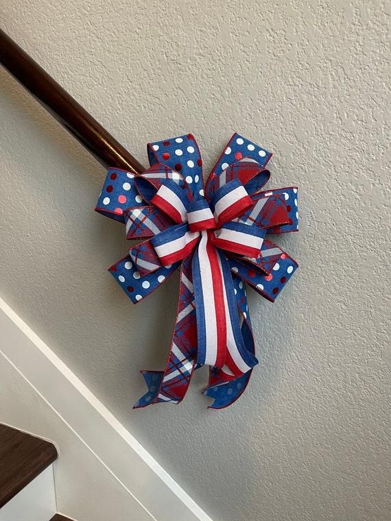 Patriotic Bow - July 4th Wreath, Holiday Decor