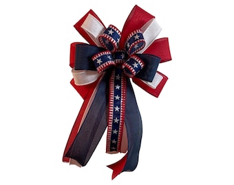 Primitive Americana Bow - Patriotic Decorations, Wreath Bow, USA