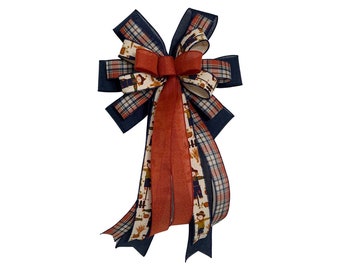 Fall Scarecrow Bow - Fall Decorations, Wreath Bow, Thanksgiving
