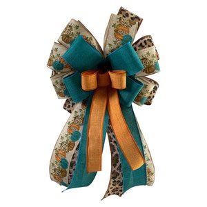 Leopard and Pumpkin Bow - Thanksgiving, Fall Decor