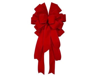 Classic Red Velvet Christmas Tree Topper Bow, Wreath Bow, Valentine's Bow
