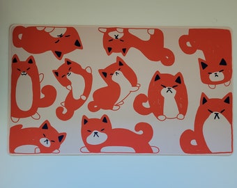 Free shipping! Red Shiba Inu Deskmat - Playmat - Standard size for Magic the Gathering or other tabletop card games!