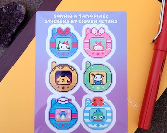 Pixel Tama Sticker Sheet - Kawaii Vinyl Decals