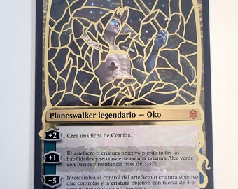 Magic the Gathering Alter Spanish Oko, Thief of Crowns Gold Overlay Altered Art