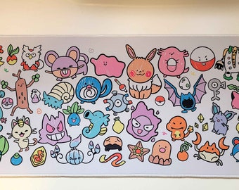 Free shipping! Scribble Pokemon Deskmat - 70x30cm deskmat with rubber backing