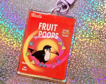 Holographic Pokemon Keychain - Toucannon Fruit Poops - Cereal Box Charm