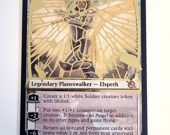 Magic the Gathering Alter Archangel Elspeth Gold Overlay Altered Art