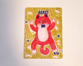 Magic the Gathering 4/4 Beast Token - Angry Shiba in the Garden