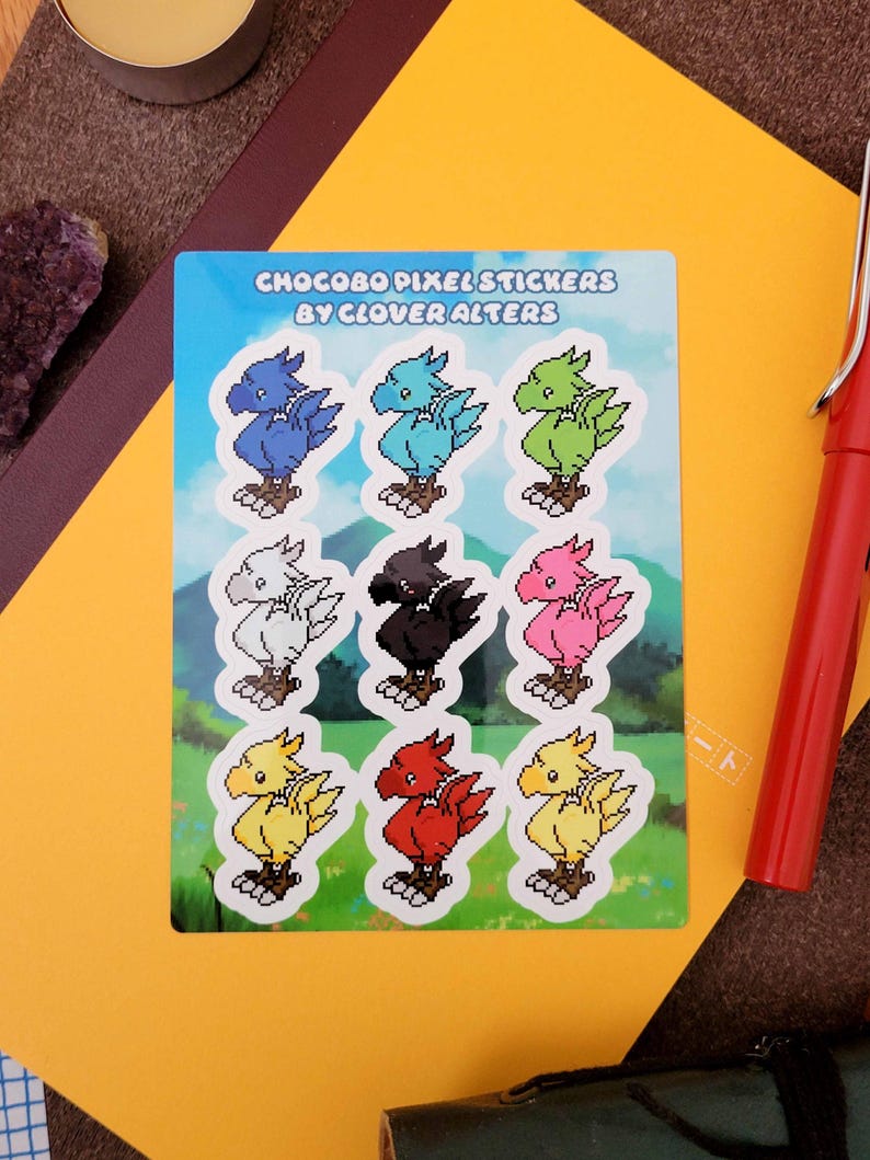 Pixel Chocobo Sticker Sheet - Kawaii Vinyl Decals - Etsy