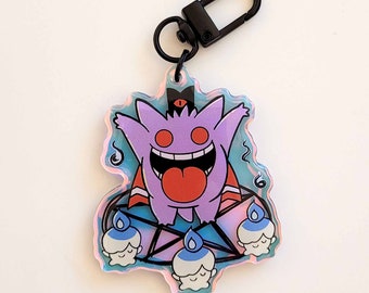 Holographic Pokemon Keychain - Gengar/Cult of the Lamb Mash up