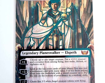 Magic the Gathering Alter Elspeth Resplendent Metallic Teal Overlay Altered Art