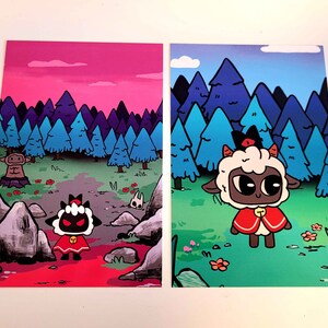 Le Culte de l'Agneau - Impression d'art dessin animé - Carte postale 4 x 6 petits caractères