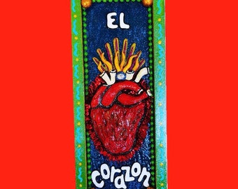 El Corazon Shadowbox + 1 SURPRISE Loteria Prayer Candle & Mini Matchbook