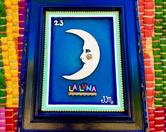 La Luna Mixed Media On Canvas + FREE SHIPPING!