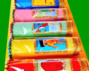 2 Magical Lotería Prayer Candles + 6 little Loteria Matchbooks + FREE SHIPPING!