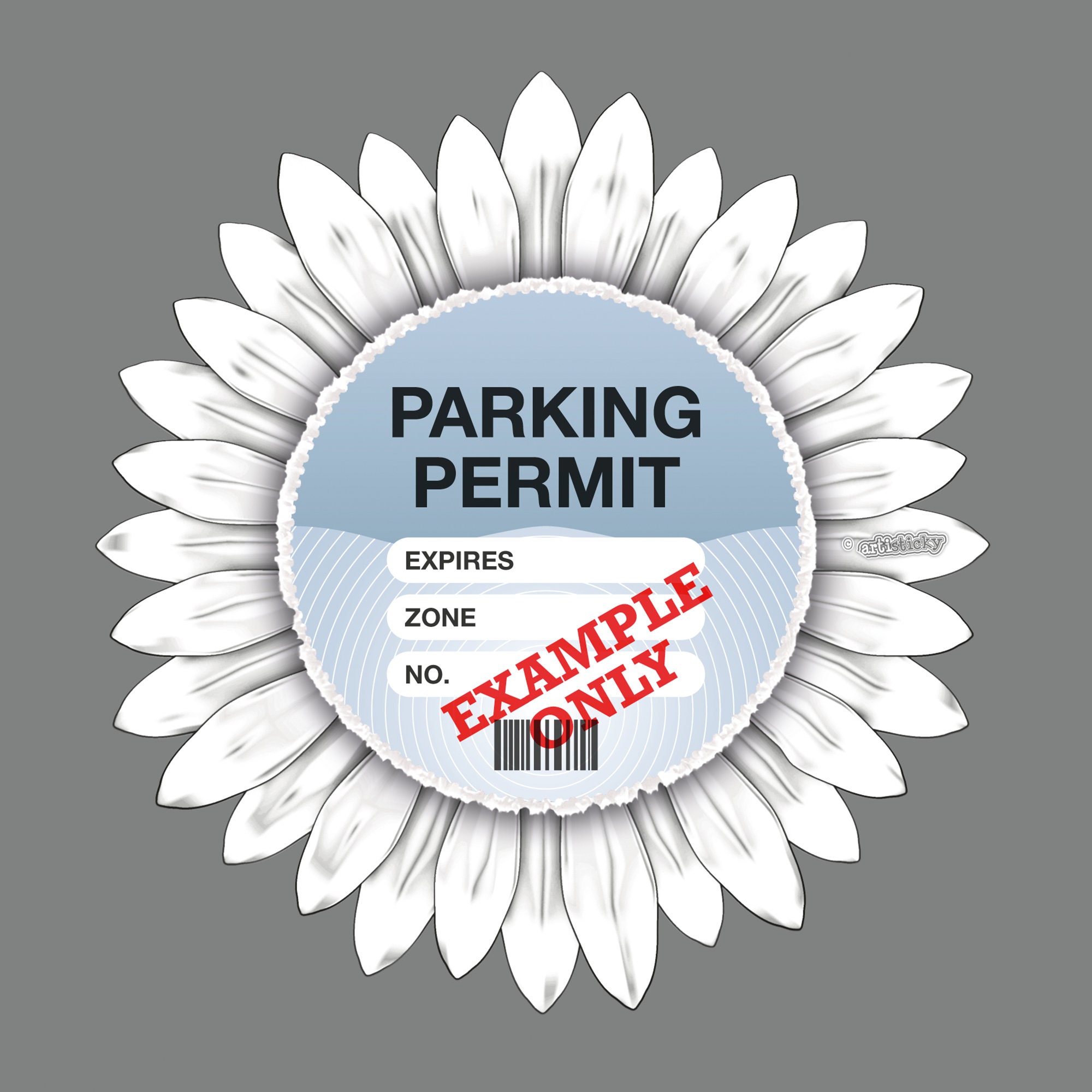 Parking Permit Holder Skin WHITE Flower Gerbera Free Postage 
