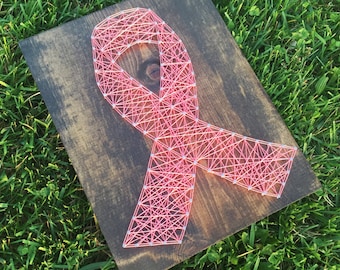 Breast Cancer Awareness String Art - Handmade - Custom Art