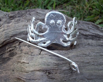 Silver octapus hair pin