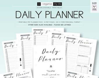Daily planner, weekly planner, daily agenda, to do list, goals tracker, desk planner, diary schedule, digital download, printable,