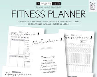 Fitness planner, exercise organiser, diet planner, health planner, goal planner, fitness tracker, workout planner, fitness journal, diet