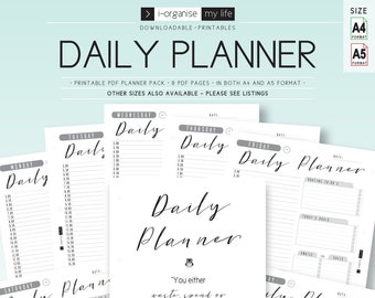 Daily planner, desk planner, weekly planner, daily agenda, to do list, goals tracker, diary schedule, digital download, printable,