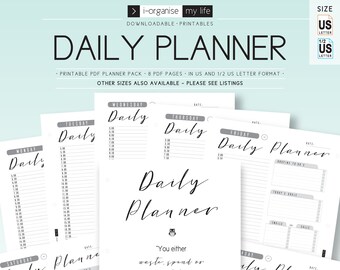 Daily planner, daily agenda, weekly planner, to do list, goals tracker, desk planner, diary schedule, digital download, printable,