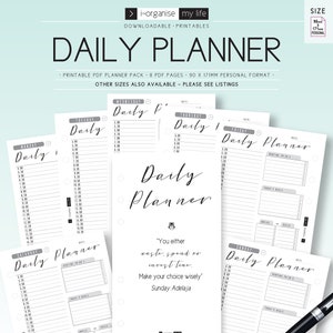 Daily planner, weekly planner, daily agenda, to do list, goals tracker, desk planner, diary schedule, digital download, printable, image 1