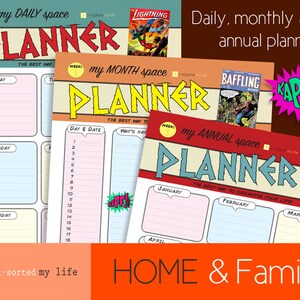 weekly planner monthly personal yearly organiser vintage style downloadable printable comic books planner kit comic posters school diary image 6