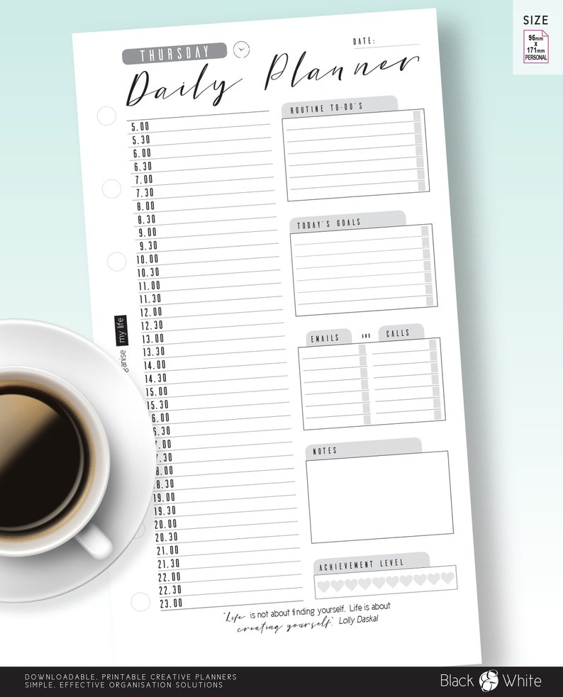 Daily planner, weekly planner, daily agenda, to do list, goals tracker, desk planner, diary schedule, digital download, printable, image 3