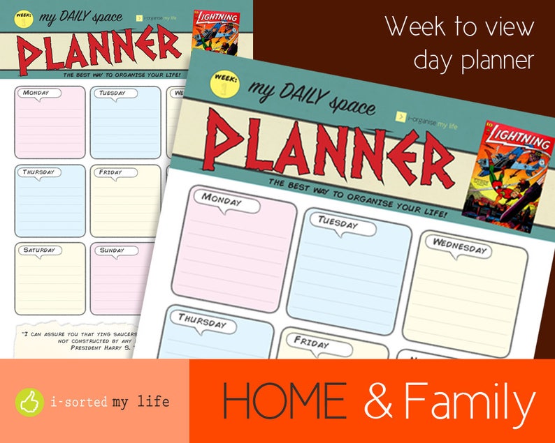 weekly planner monthly personal yearly organiser vintage style downloadable printable comic books planner kit comic posters school diary image 7
