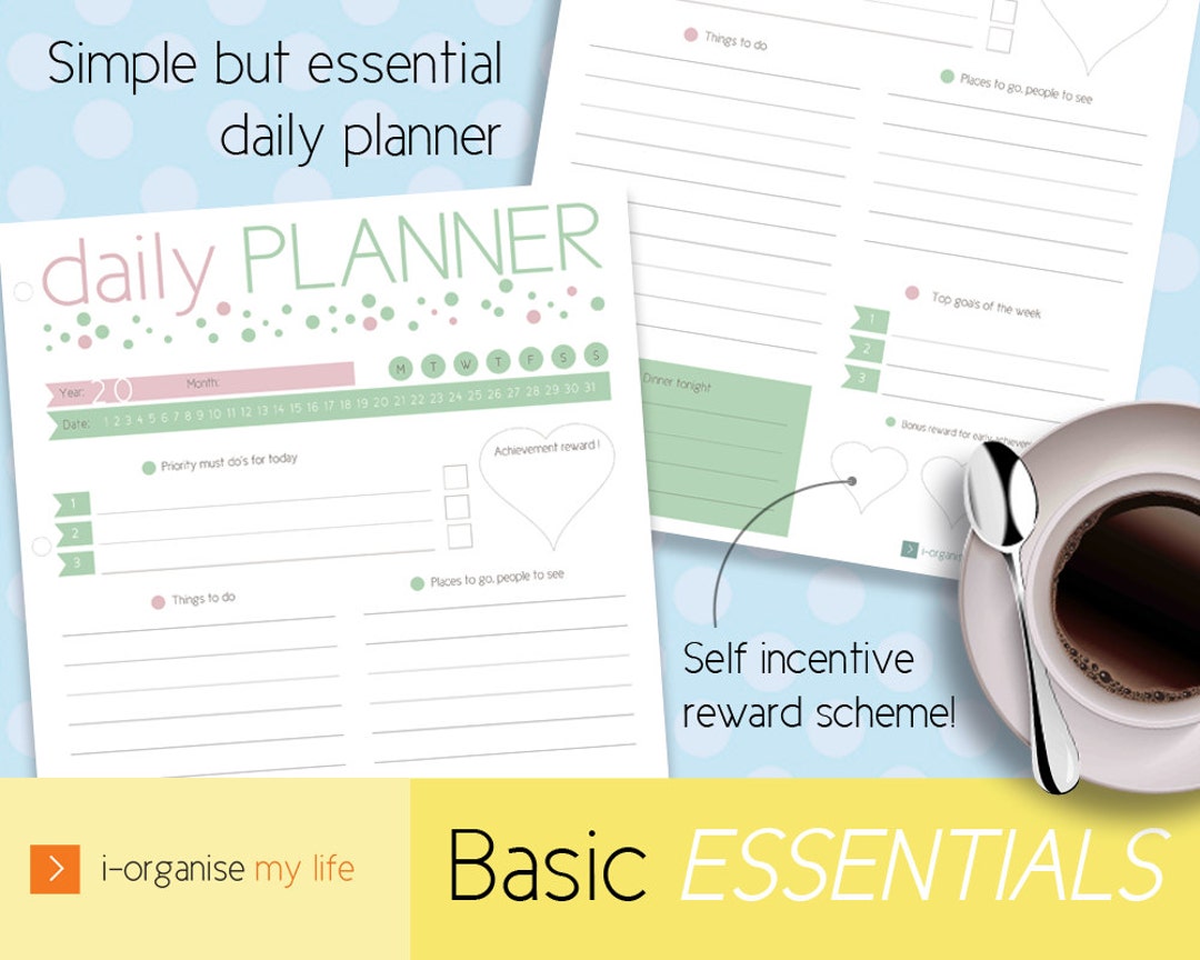 DAILY ORGANISER Daily Planner Daily Planner Menu Planner - Etsy