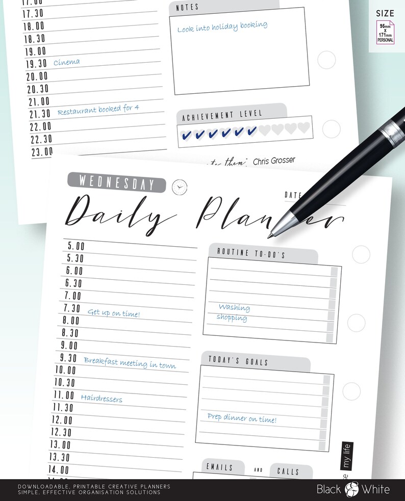 Daily planner, weekly planner, daily agenda, to do list, goals tracker, desk planner, diary schedule, digital download, printable, image 2