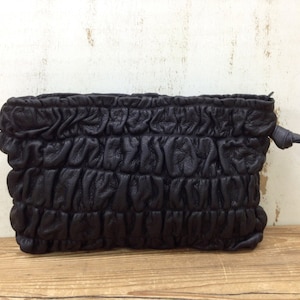 Black Leather clutch purse - large leather pouch bag, Evening bag, wristlet, Leather clutch with strap, Hand purse - Limited Edition