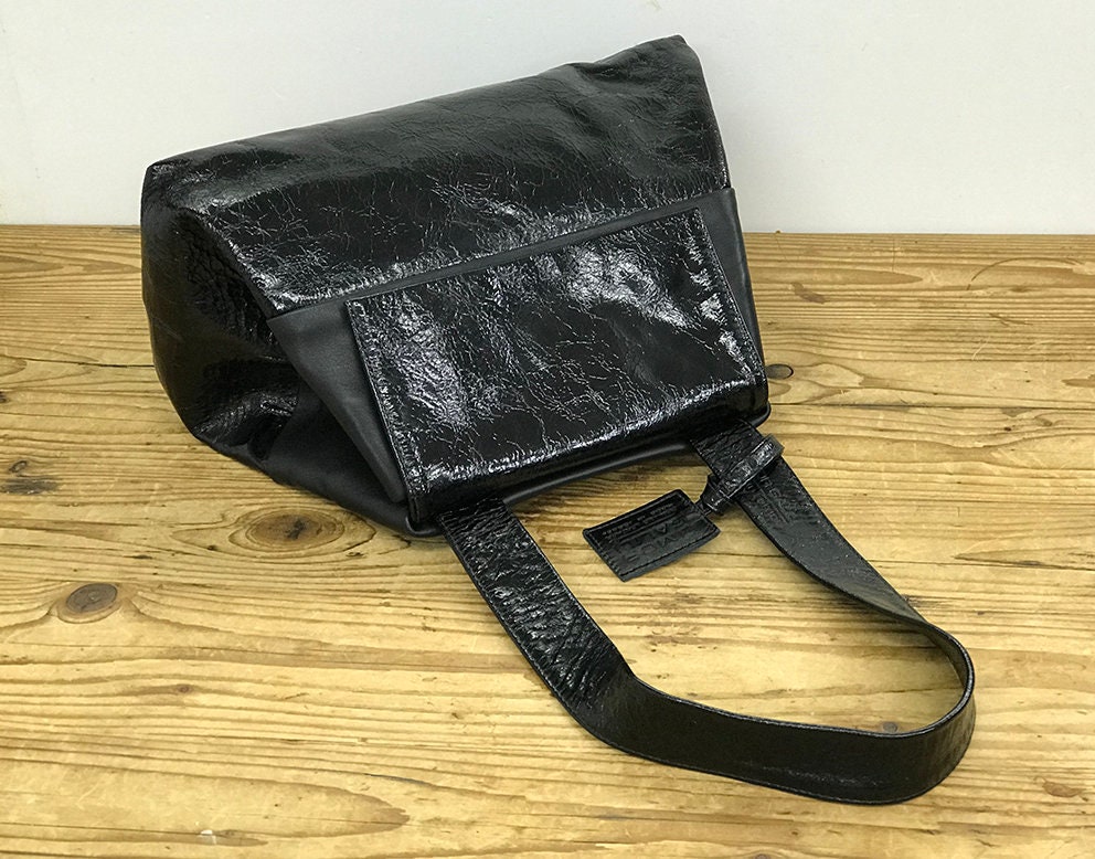 SALE Black Patent Leather handbag Purse Top Handle Bag | Etsy