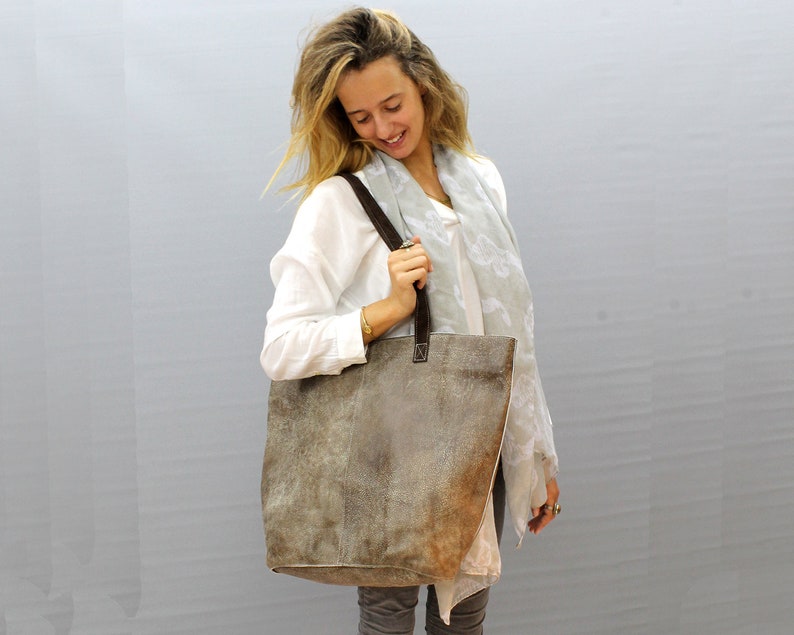 Extra Large Leather Tote Oversized Leather Tote Travel Tote Etsy