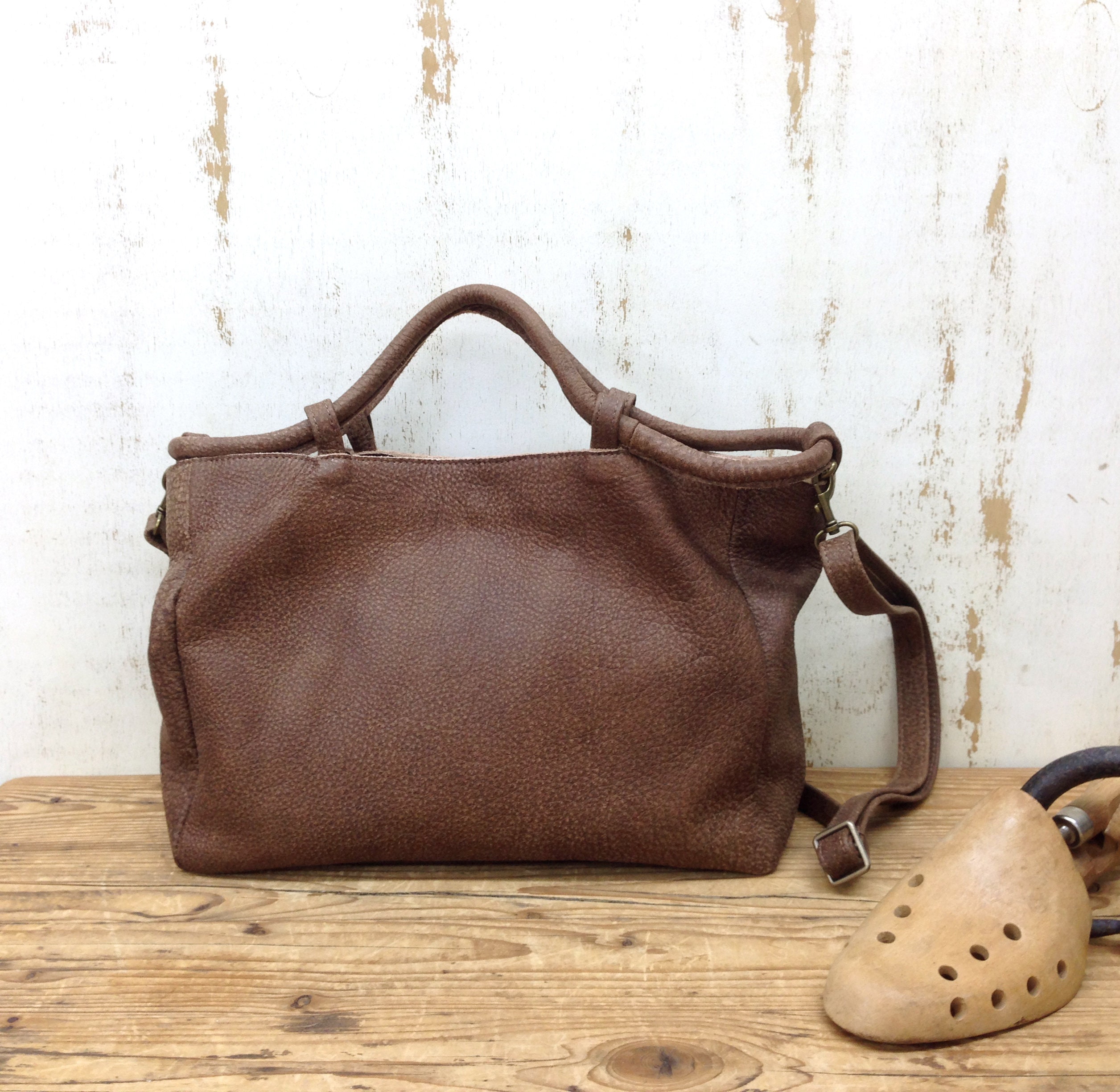Brown Leather Hobo Crossbody Bag Slouchy Leather handbag Etsy