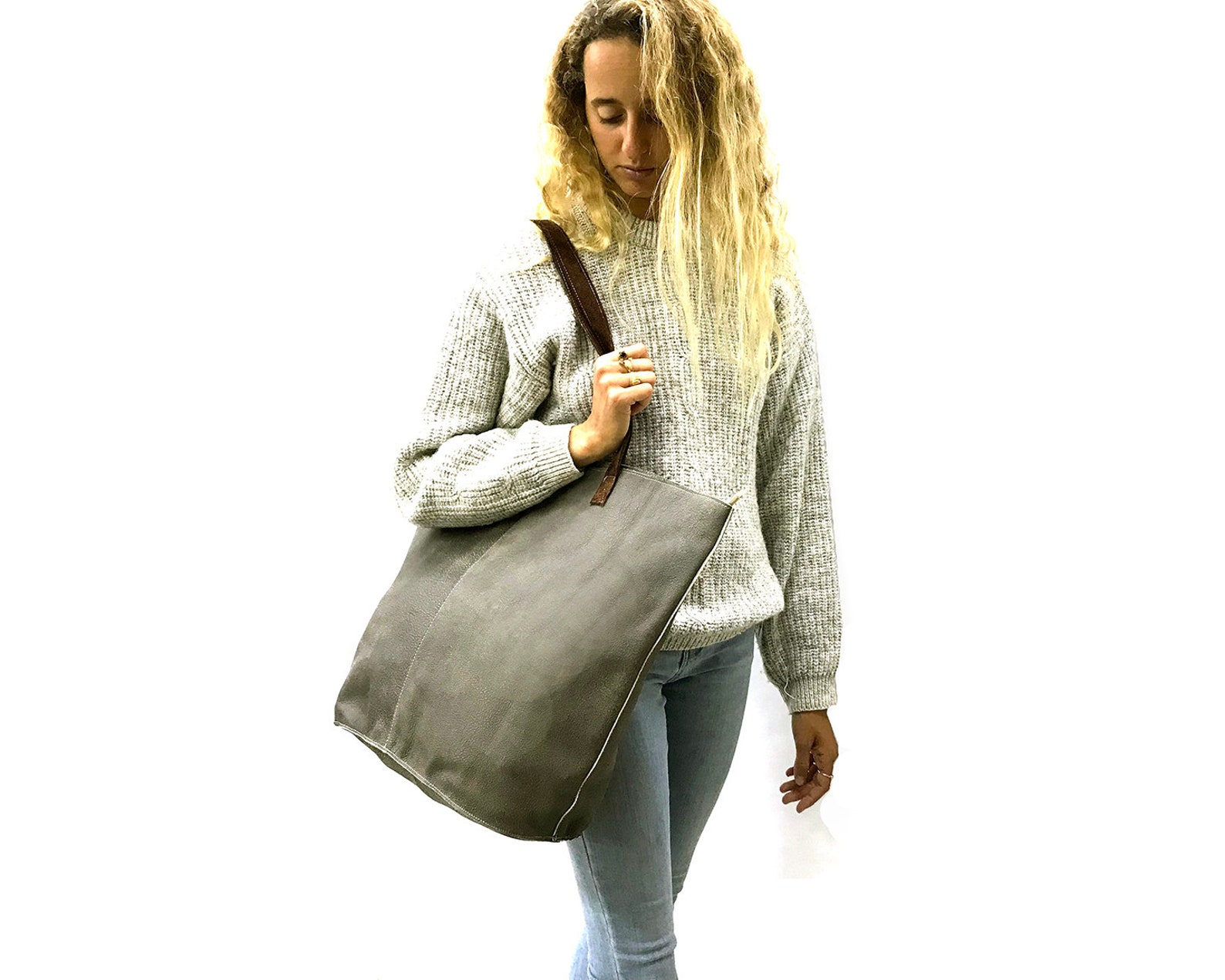 Extra Large Leather Tote Oversized Leather Tote Travel Tote Etsy