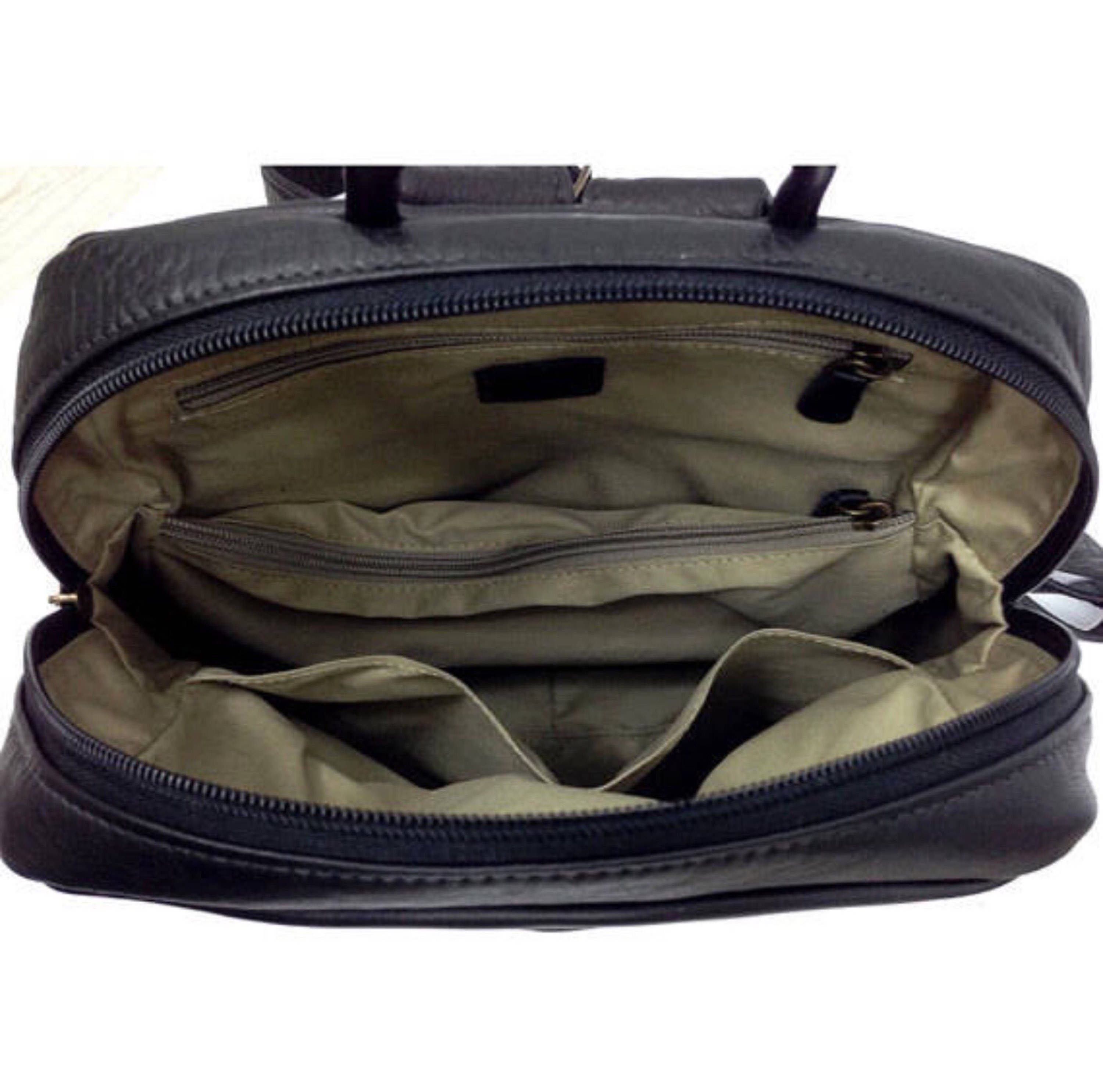 Gray Leather rucksack laptop rucksack side bottle pockets 13 | Etsy