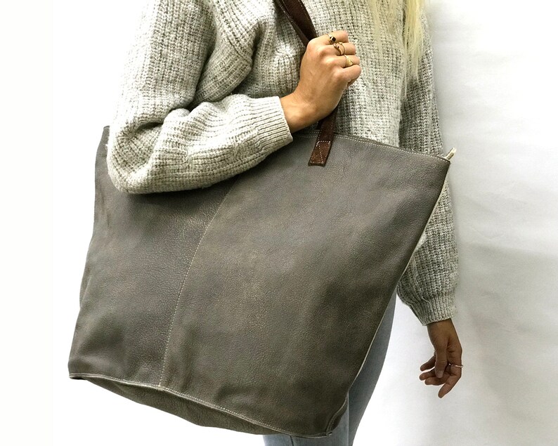 Extra Large Leather Tote Oversized Leather Tote Travel Tote Etsy