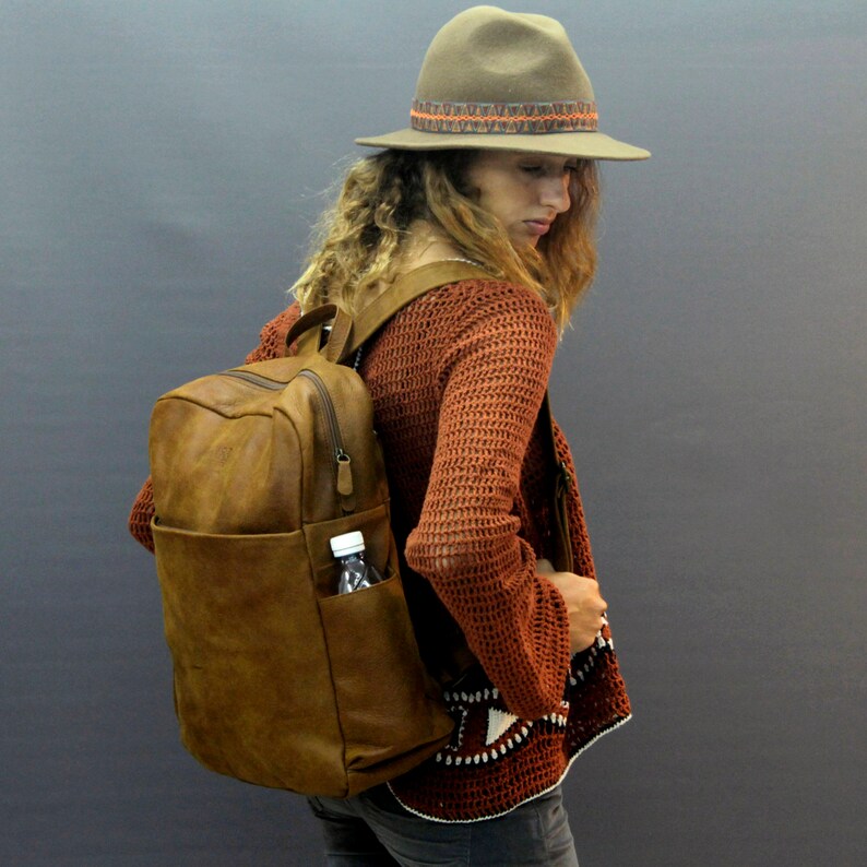 Distressed brown Leather backpack Mens Leather Backpack Womens Etsy