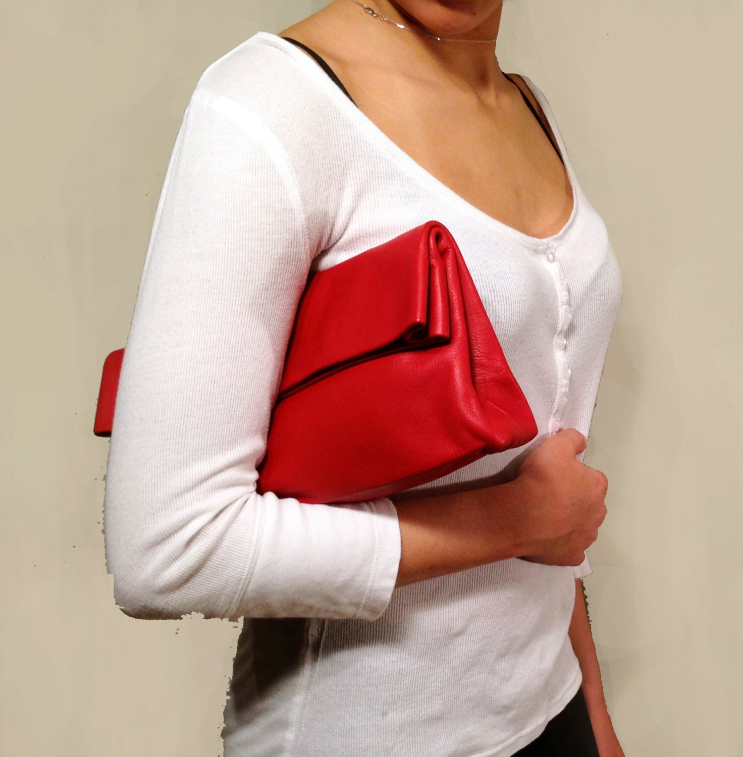 Sale Red leather clutch Evening Clutch Bag Foldover Etsy