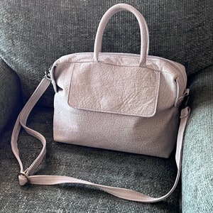 Distressed Beige Leather Cross over Handbag Crossbody Purse Bag Small Leather Purse