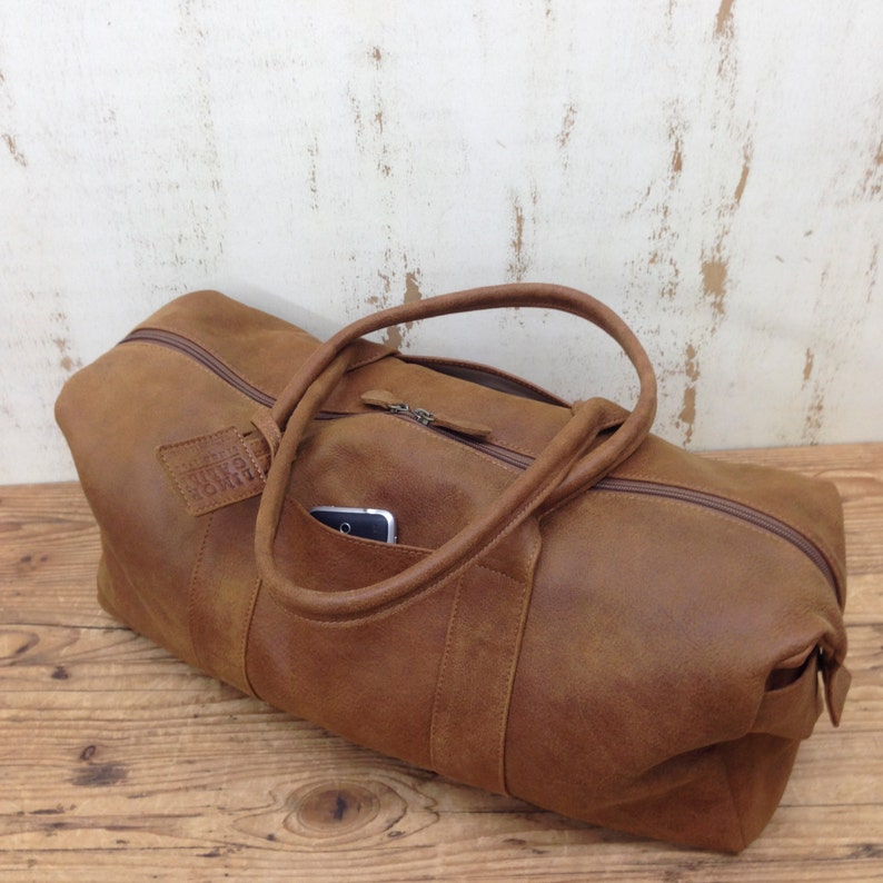 Sale Vintage Brown leather duffle bag lightweight Large | Etsy