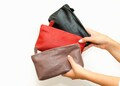 Black Leather Purse, Leather Cosmetic Bag, Small Leather Pouch Handmade with LOVE! product logo