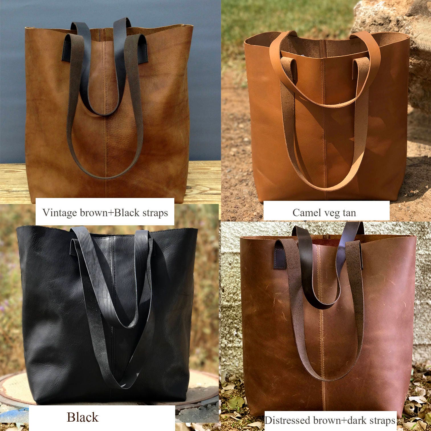 Sale brown leather tote bag Large Leather handbag Leather Etsy