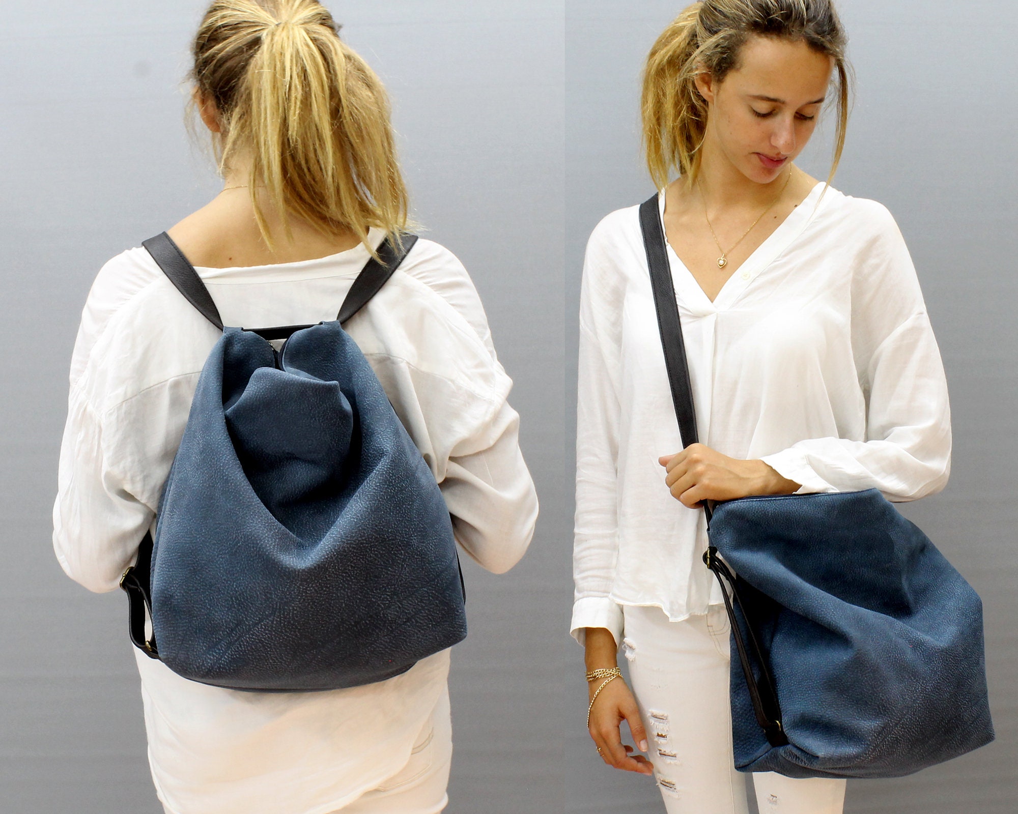 medium leather backpack purse