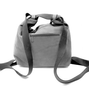 Leather backpack Crossbody convertible backpack purse Soft Grey Shoulder bag Hobo handbag Travel bag Handmade with love image 4