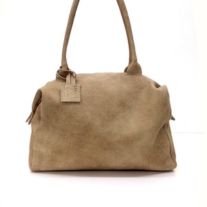 Leather summer bag, Beige Leather bag, Soft Leather handbag, Handmade zipper bag