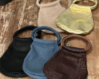 Vrouwen bruine lederen clutch tas Wristlet portemonnee Mini bruine lederen tas